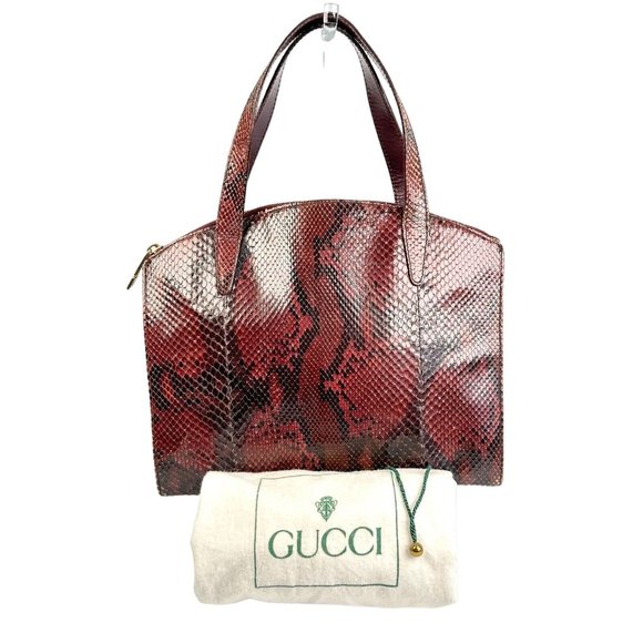 Gucci domed top red grey & burgundy python leather satchel - Picture 1 of 15